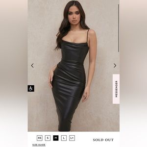 Luanne black vegan leather midi dress